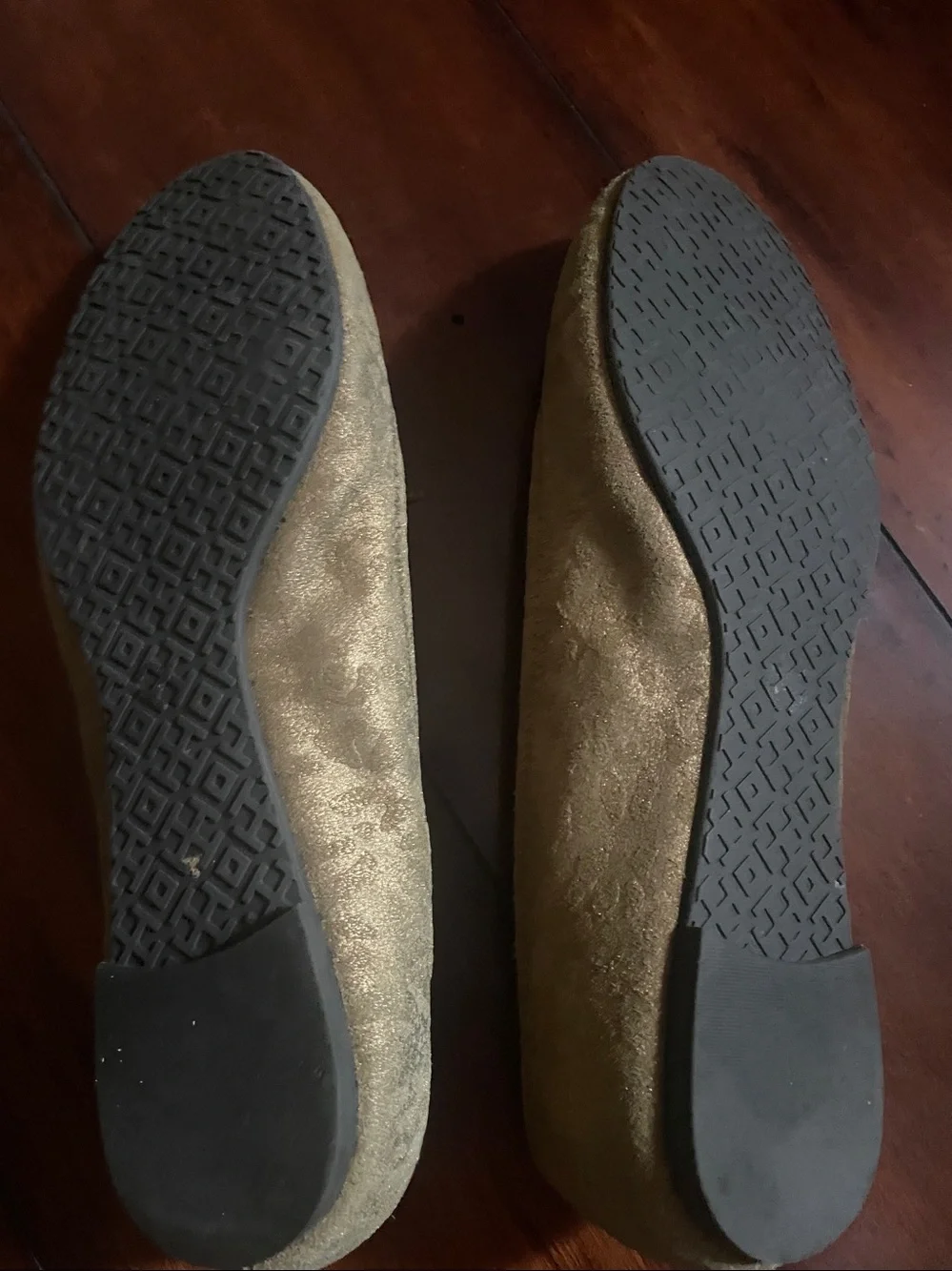 Tory Burch Metallic Gold Logo Ballet Flats